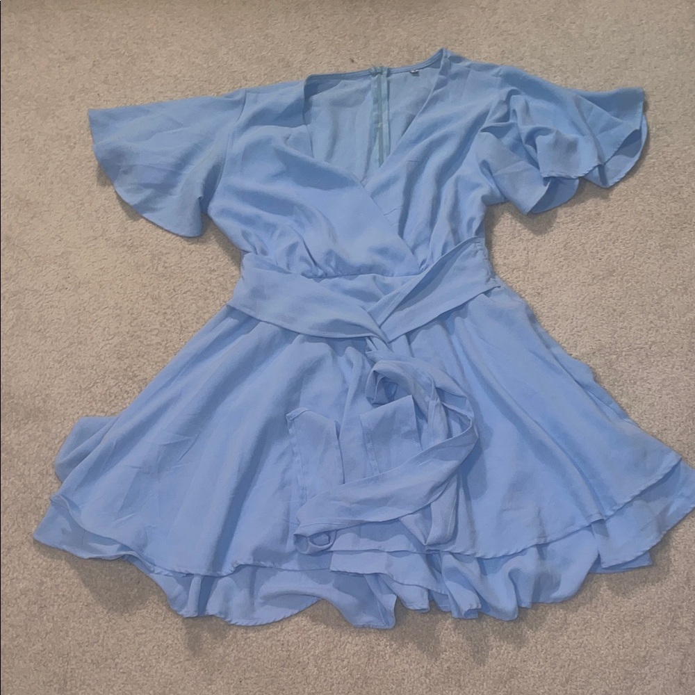 Amazon Blue Wrap Dress